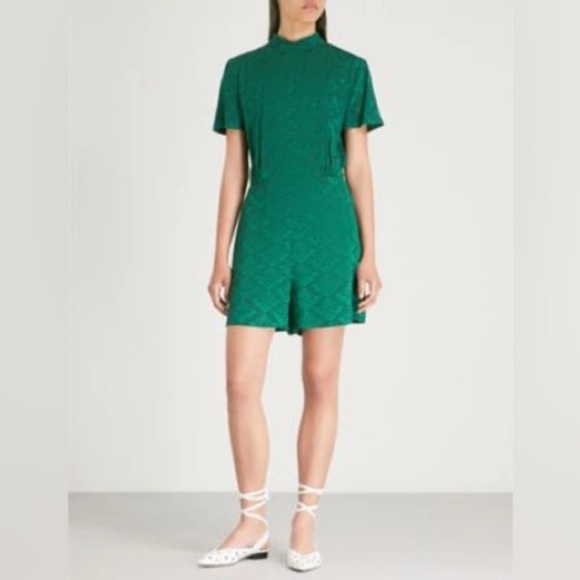 🎀SANDRO Manon green jacquard romper sz 38 us 6 - Picture 15 of 16